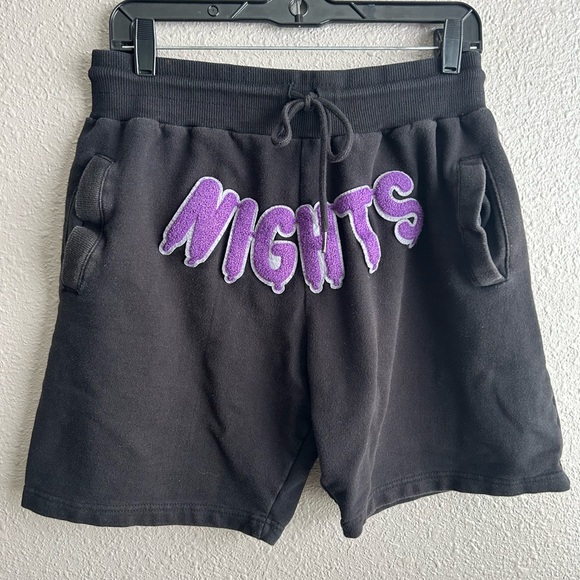 Raw Rawyalty Own the Now Black Purple Nights pull-on‎ streetwear sweat shorts - Picture 1 of 7